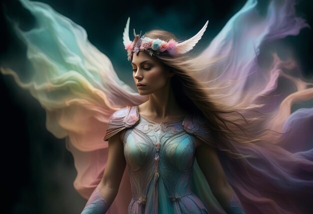 Photo the ethereal valkyrie in pastel