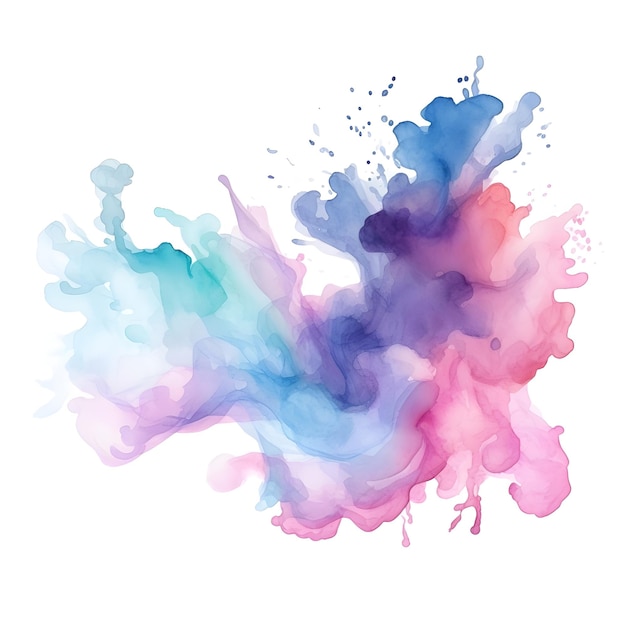 Ethereal Watercolor Splash with Pastel Tones on White Background