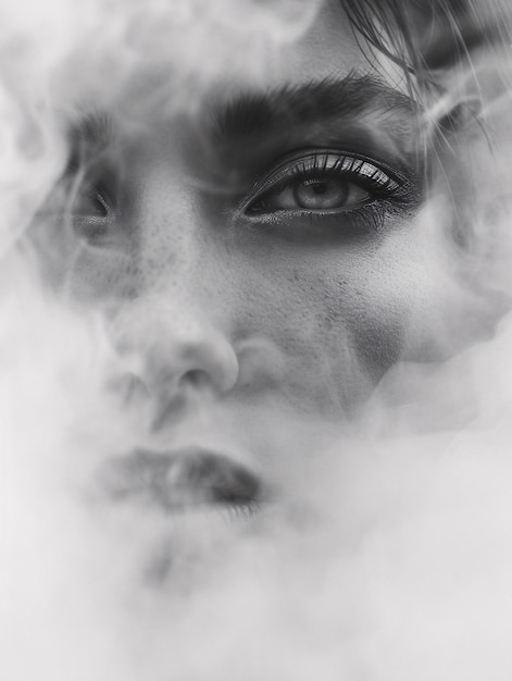 Ethereal Womans Portrait Shrouded in Mist Generative AI