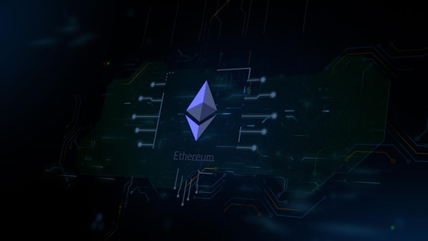 Ethereum platform sign on the digital background Finance and cryptocurrency theme video 3D animation for technology and financial stock market