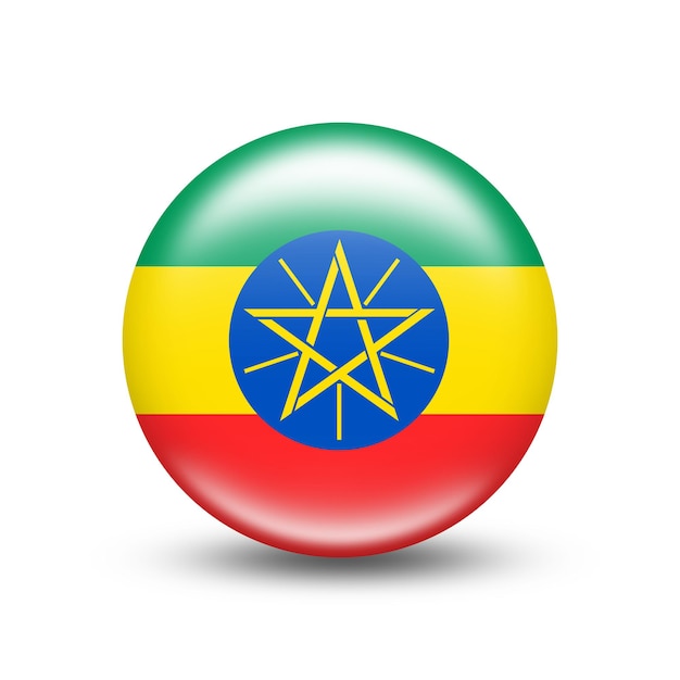 Ethiopia country flag in sphere with white shadow - illustration