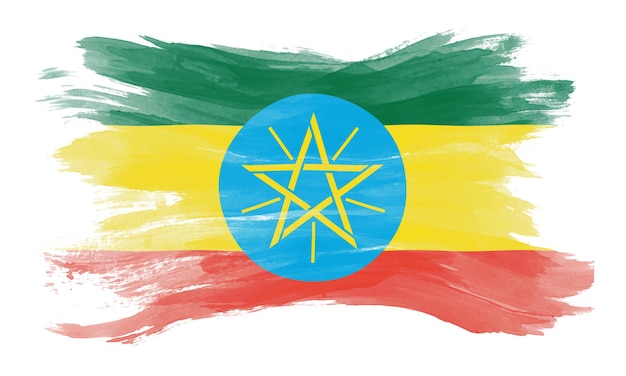 Ethiopia flag brush stroke, national flag on white background