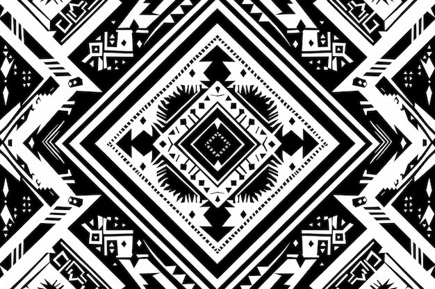 Ethnic geometric black and white seamless pattern for textiles