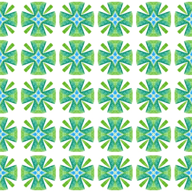 Ethnic hand painted pattern Green exotic boho