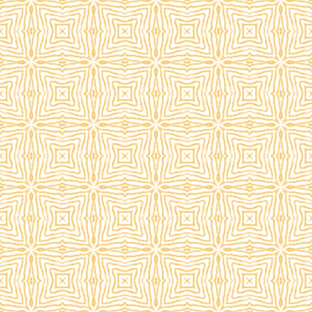 Ethnic hand painted pattern Yellow symmetrical