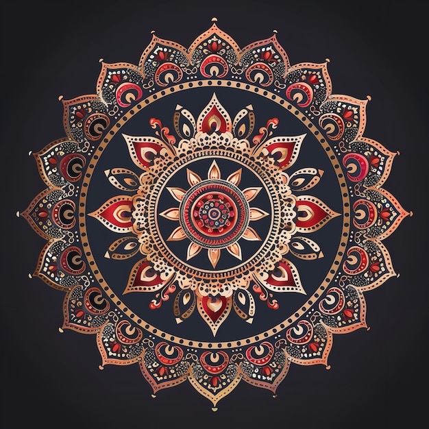 Photo ethnic mandala with a round ornament design generative ai