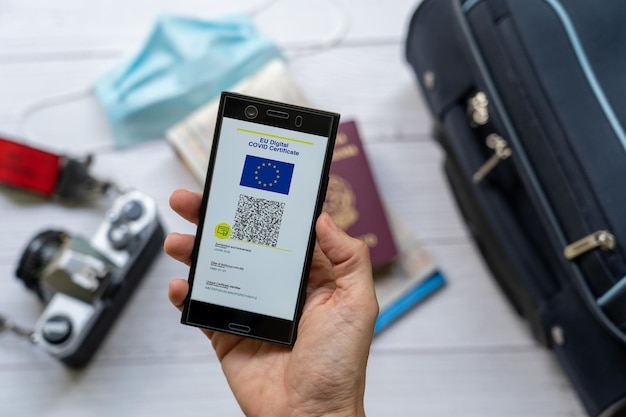 Eu digital covid certificate app for smartphone with quad code