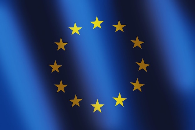 EU national flag European Union blue flag with gold stars and smooth wind wave for banner or background United Europe National Symbol Waves ripples on flag