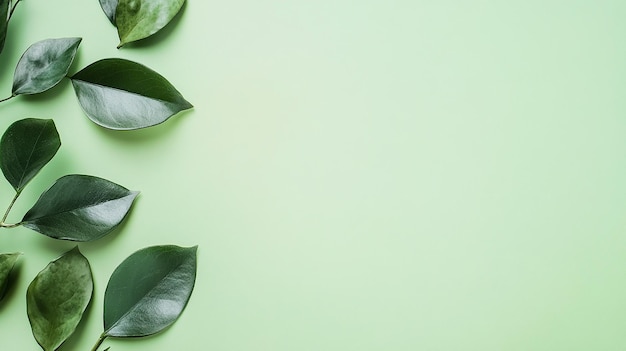 Eucalyptus Leaves on a Mint Green Background