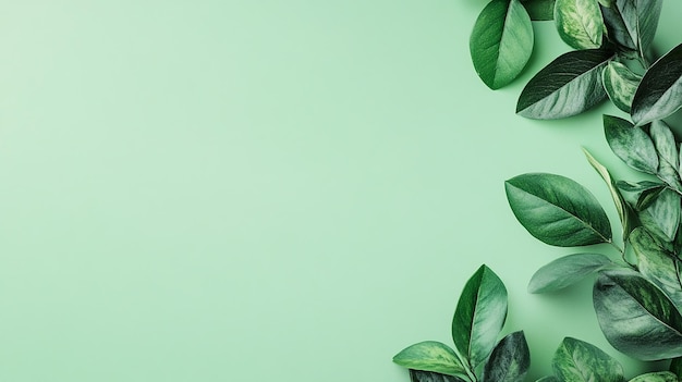 Eucalyptus Leaves on a Mint Green Background