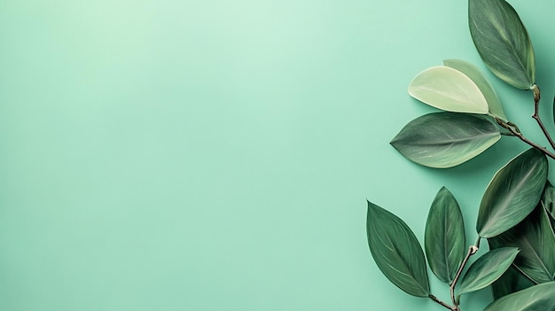 Eucalyptus Leaves on a Mint Green Background