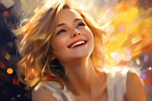 Euphoric AIGenerated Happiness Portraits of a Joyful Woman