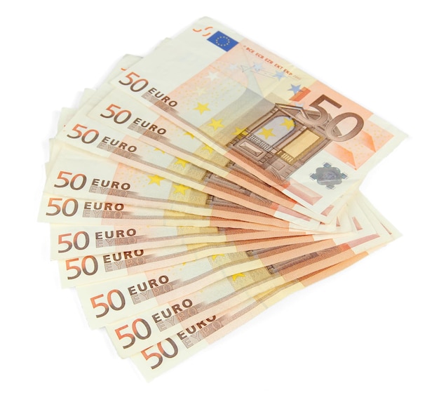 Photo euro banknotes isolated on a white