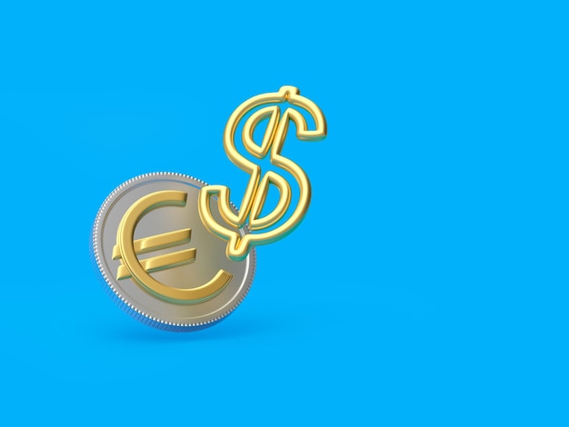 Euro coin and dollar sign