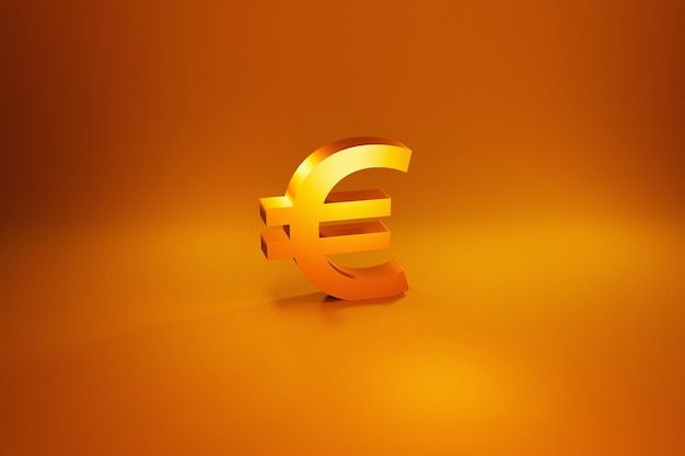 Euro currency gold symbol on golden background 3d render