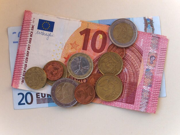 Euro EUR notes and coins European Union EU