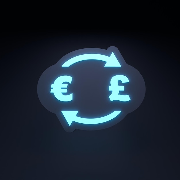 Euro and pound conversion 3d rendering illustration