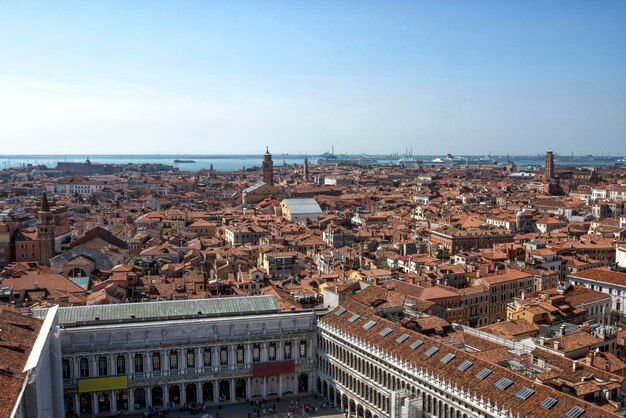 Europe. Italy. Aerial view of Venice and its Grand canal.