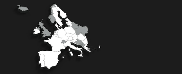 Europe map in 2021 grey background - 3D rendering