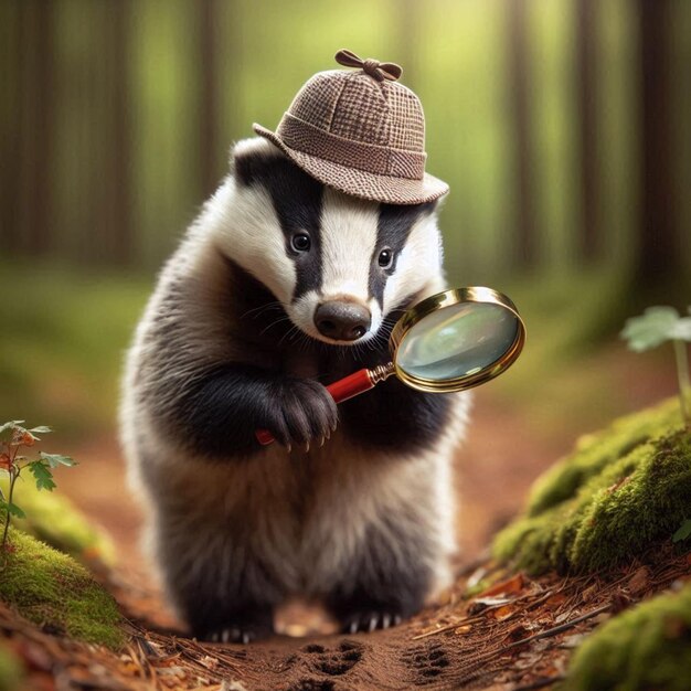 Photo european badger walking in the forest images