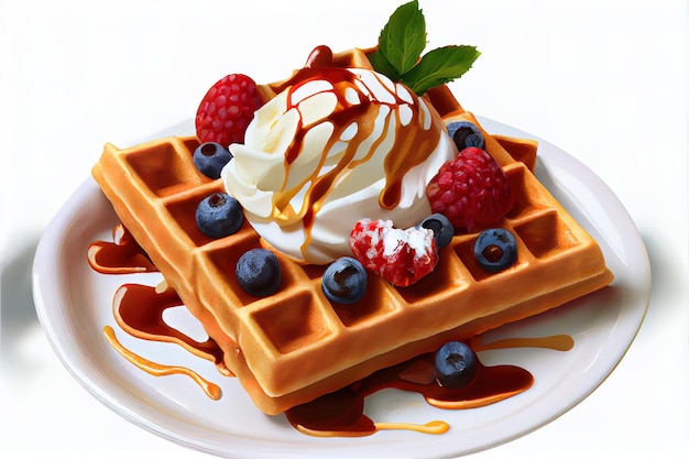 European Cuisine Waffles food