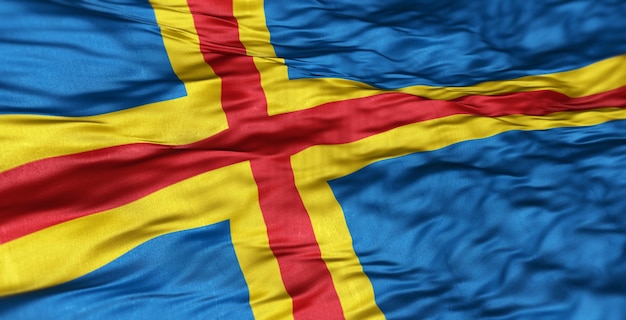 The European flag of the country of Aland Islands is wavy