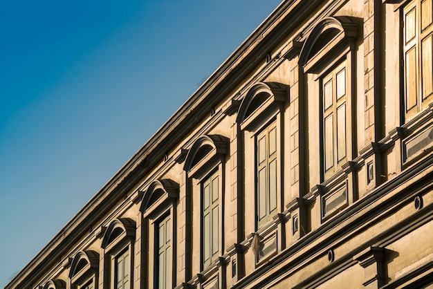 European style building pattern under beautiful summer sunlight