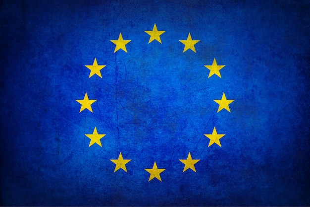 European Union flag with grunge texture.