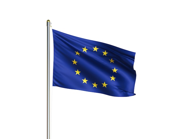 European union national flag waving in isolated white background EU flag 3D illustration