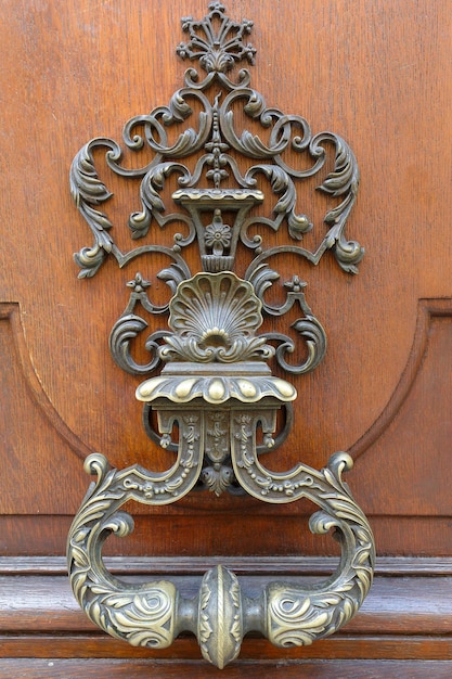 European Vintage old metal wrought iron door knocker Design detail Paris