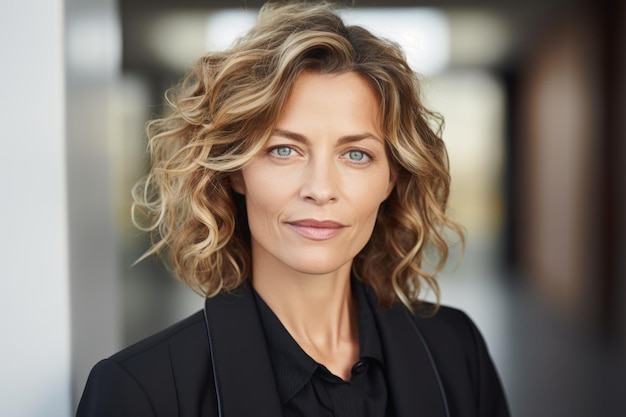 European woman 50 years old wavy hair wearing a professional attire