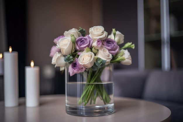 Eustoma in a vase ready for a romantic and elegant wedding