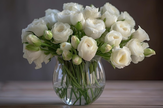 Eustoma in a vase ready for a romantic and elegant wedding