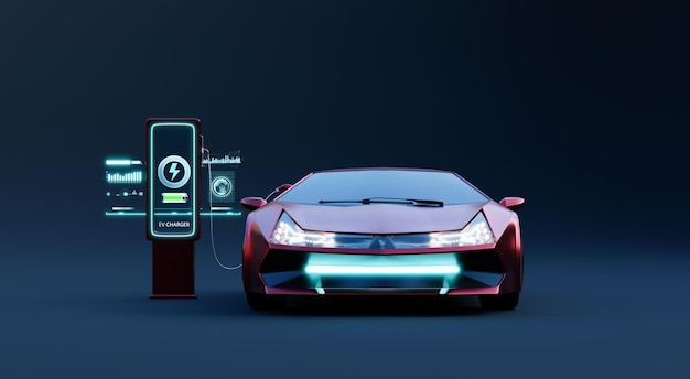 EV Car charging with modern UI control information display charging station