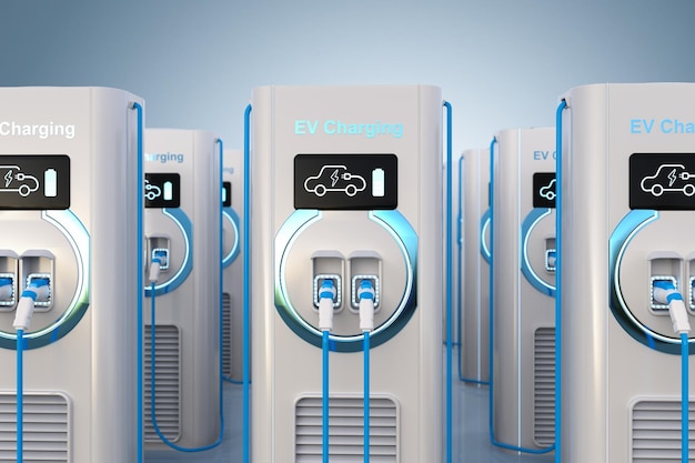 EV charging stations or electric vehicle recharging stations