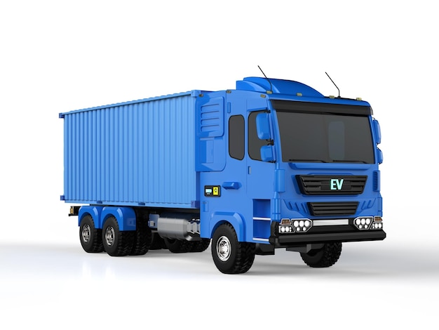 Ev logistic truck or lorry on white background