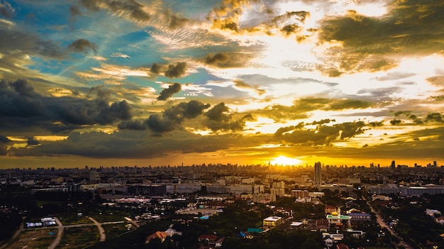 Evening cloudscape in city Colorful sunset