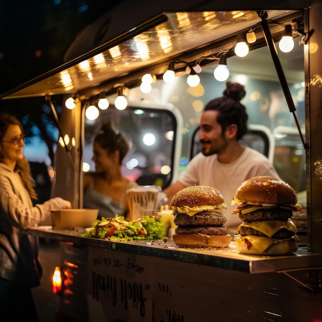 Photo evening festival food truck offers delicious eats