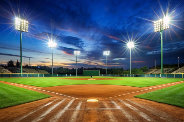 Evening Glow at the Baseball Stadium English