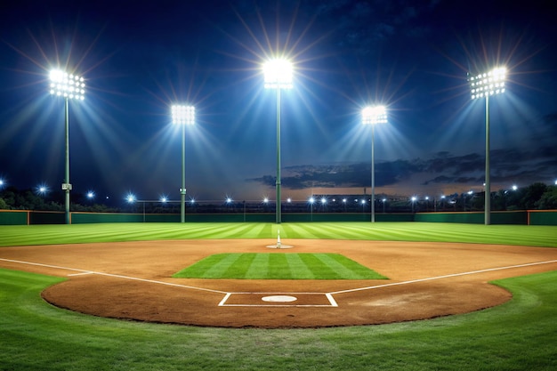 Evening Glow at the Baseball Stadium English