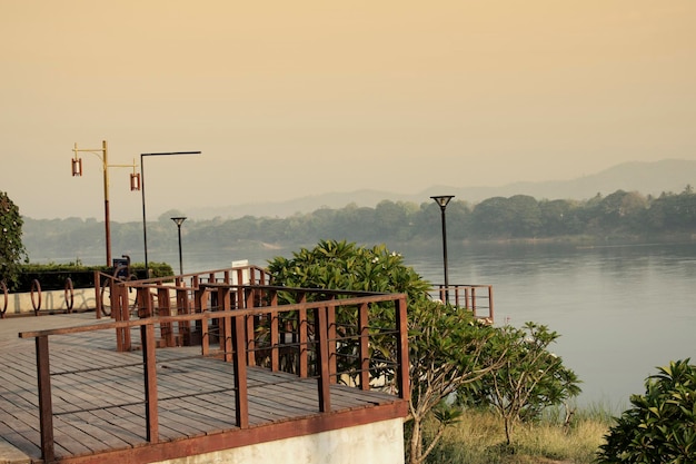 Evening landscape of the Mekong River in Chiang Khan District