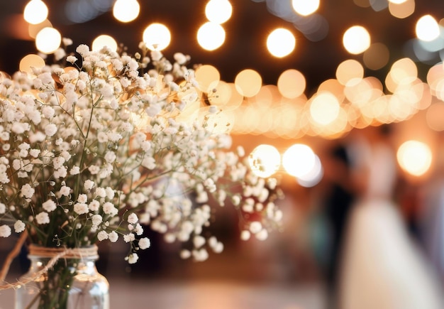 Photo evening lights and flowers at outdoor event