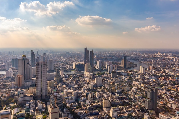 The evening and night lights of Bangkok when viewed from a corner 