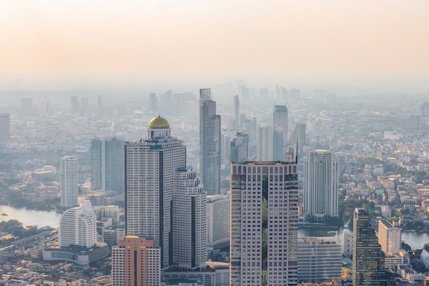 The evening and night lights of Bangkok when viewed from a corner