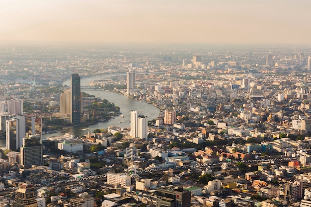 The evening and night lights of Bangkok when viewed from a corner 