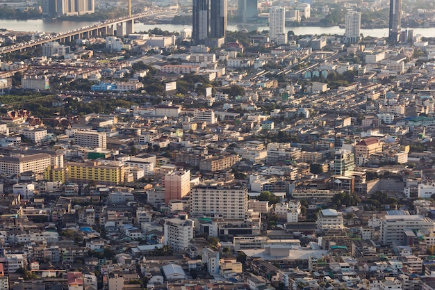 The evening and night lights of Bangkok when viewed from a corner 