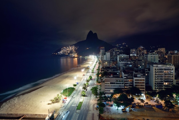 Evening paradise Shot of a Rio beach at night