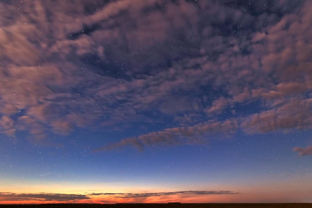 Evening starry sky morning before dawn Bright natural background