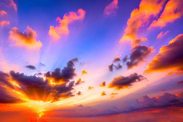 Evening sunset with clouds of red hue