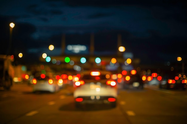 Evening traffic. The city lights. Motion blur. Abstract background.